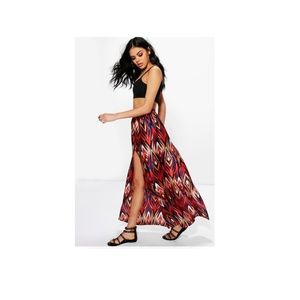 Jazzmyn Woven Double Split Maxi Skirt